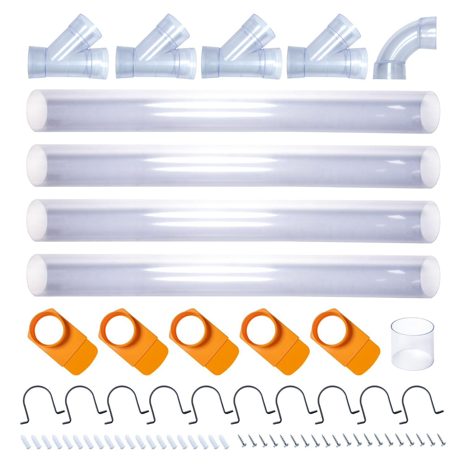 POWERTEC 70306 4 Inch Dust Collection Fittings Network with Dust Hose Splice, Blast Gates, Pipes, 90-Degree Elbow Connector, Y-fittings, Mounting Brackets