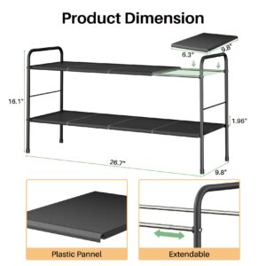 Prevent Soil Detachment Easy to Clean Expandable Shoe Rack, 2 Tier Adjustable Metal Small Shoe Rack for Closet Door Entrance,Shoe Storage Shelves Shoe Racks Organizer for Entryway,Garage,Hallway