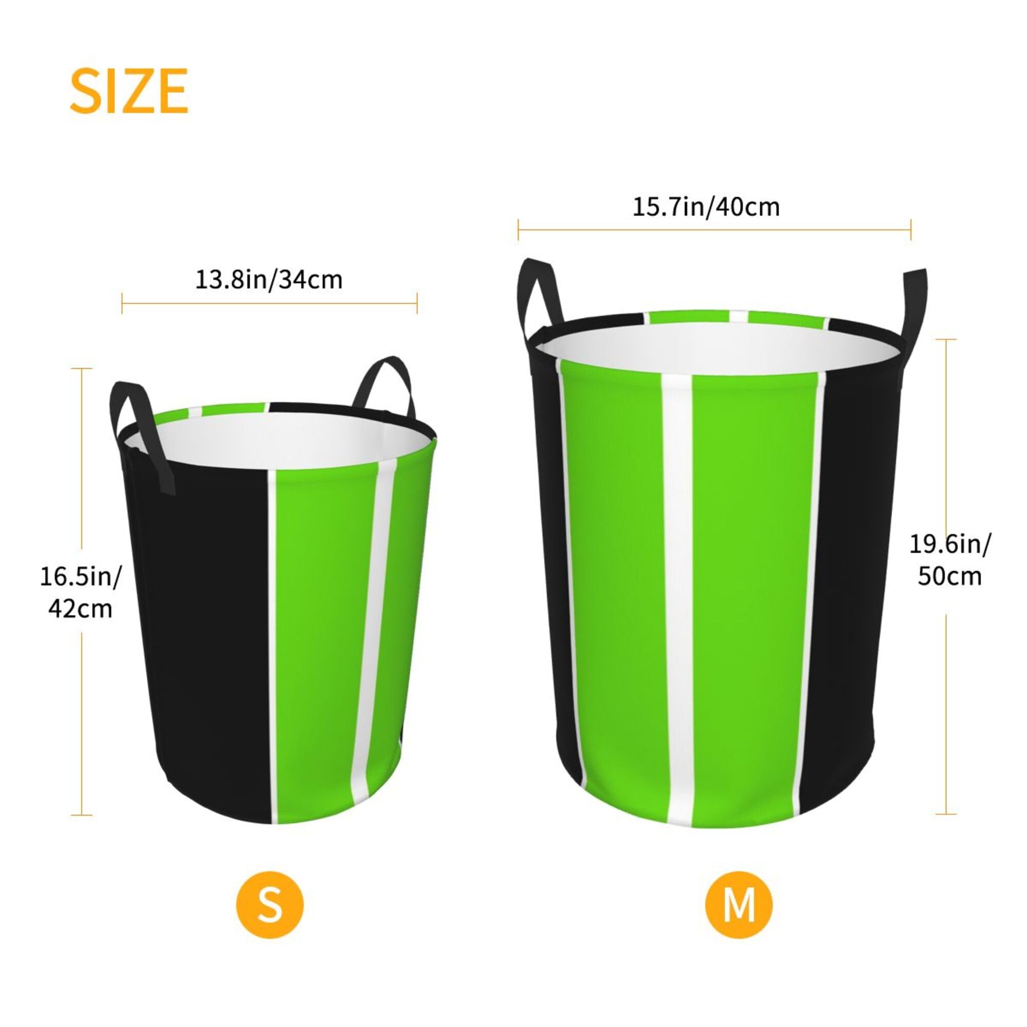 Large Laundry Basket, Lime Green Black White Stripes Collapsible Laundry Hamper Dirty Clothes Washing Bin for College Dorm Storage Essentials