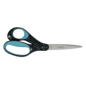 Fiskars 8" Left-Handed Softgrip Teen Scissors for Ages 15+ - Scissors for School or Crafting, Back to School Supplies, Blue Speckled