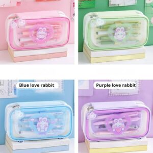 Cute Pencil Case Multilayer Large Capacity Pen Bag Rabbit Kawaii Pen Case Pencil Pouch Gift (Pink)