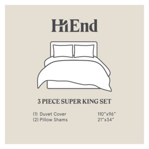 HiEnd Accents Honeycomb 3 Piece Super King Duvet Cover Set, Light Gold Metallic Jacquard Bedding Set, Classic Modern Contemporary Bed Set, 1 Comforter Cover and 2 Pillow Shams