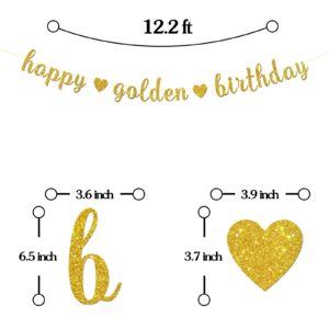 Maicaiffe Happy Golden Birthday Banner - Golden Birthday Party Decor - Stay Golden - Happy Birthday Party Decorations, Gold Glitter