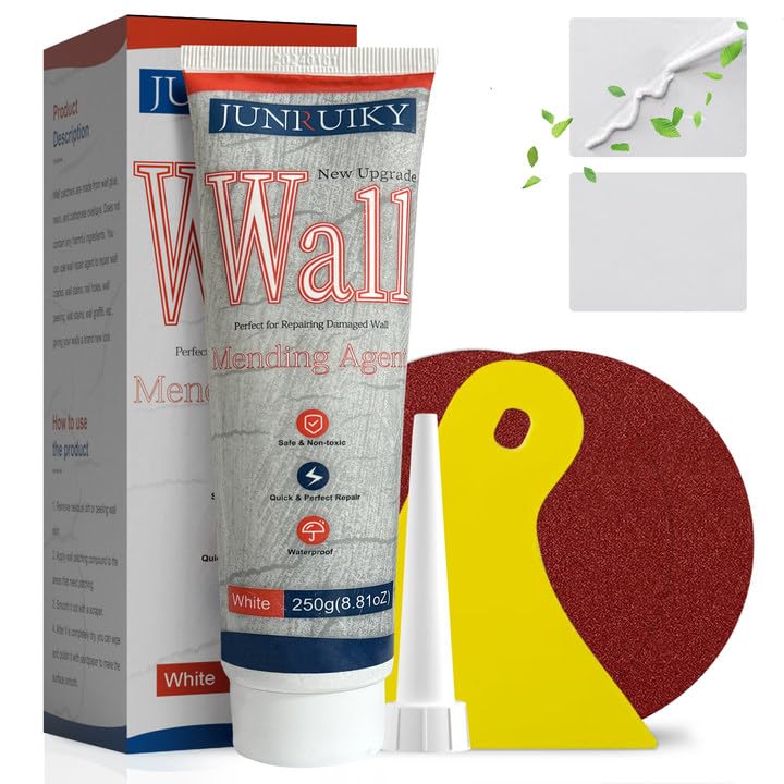 1pcs 250g Drywall Repair Kit, Wall Spackle Repair Paste with Scraper, Wall Mending Agent Quick and Easy Solution to Fill The Holes for Home Wall, Plaster Dent Repair and Wood Scratch Repair(White)