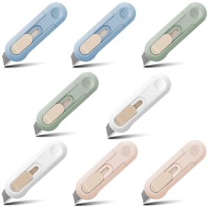 8 pack utility knife box cutters, retractable letter opener, mini box cutter, compact cardboard cutter razor knife, cute box cutters for paper package envelope mail arts crafts office home use