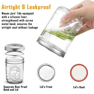 Miuyhji Wide Mouth Mason Jars 16 oz with Lids [6 Pack], Canning Jars with Metal Airtight Lids and Bands, 16 oz Glass Jars for Fermenting, Pickling, Freezing, Preserving, Meal Prep, Jar Décor