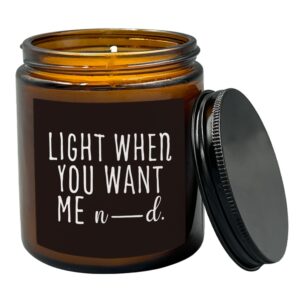 hiwx light when you want me candle, anniversary birthday couple gifts for women men him, funny couples valentines day soy candles for home scented, lavender,vetiver,sandalwood scented candle 8oz jar