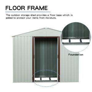 Tzou Outdoor Storage Shed 6ft x 5ft Garden Tool House with Window Floor Foundation Shed for Garden Tool Storage Steeple One Size