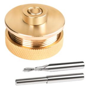 71333 router bits solid brass inlay kit for 1/4 templates for high rpm routing, includes 1/8" carbide router bit/cutter + 1/4" shank, universal bushing, retainer nut, collar and alignment pin