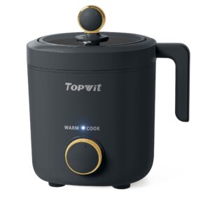 topwit rice cooker small, 2-cups uncooked, 1.2l mini rice cooker with non-stick coating, bpa free, portable rice maker with one touch & keep warm function, grey