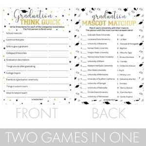 DISTINCTIVS Graduation Party Game Bundle: Mascot Match-Up & Think Quick - Class of 2025, 25 Count Grad Party Supplies