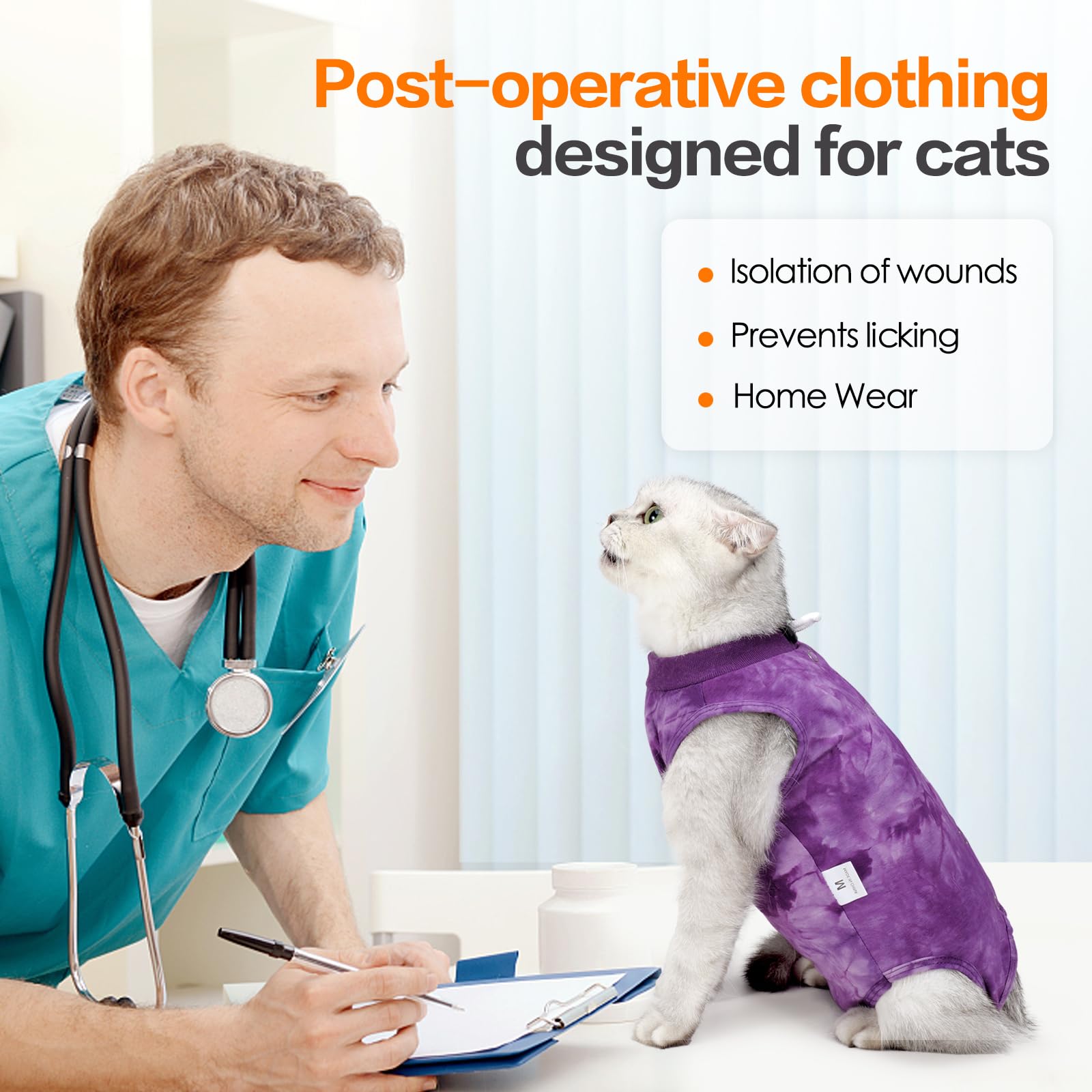 Cat Recovery Suit for Spay Cat Onesie for Cats After Surgery, Breathable Cat Surgery Recovery Suit Female Male Surgical Spay Suit, Kitten Recovery Suit E Collar Alternative Anti Licking Wounds, Large