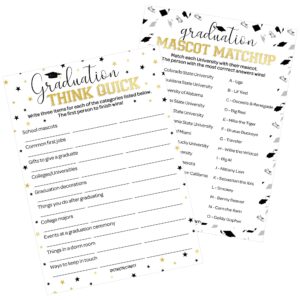 distinctivs graduation party game bundle: mascot match-up & think quick - class of 2025, 25 count grad party supplies