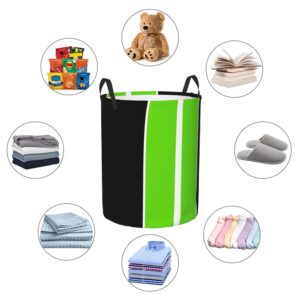 Large Laundry Basket, Lime Green Black White Stripes Collapsible Laundry Hamper Dirty Clothes Washing Bin for College Dorm Storage Essentials