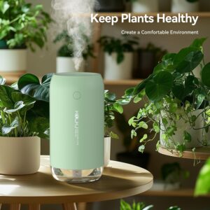 Portable Mini Humidifier, 350ml Quiet Small Cool Mist Humidifiers USB Personal Desktop Humidifier for Bedroom Office Plants Car Baby Nursery with 2 Mist Modes Auto Shut-off (Green)