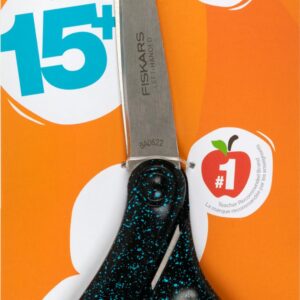 Fiskars 8" Left-Handed Softgrip Teen Scissors for Ages 15+ - Scissors for School or Crafting, Back to School Supplies, Blue Speckled