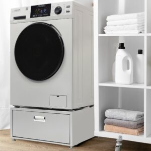 Equator Combo Washer Dryer VENTED-DRY 30% Faster than Condense 110V 15lb 1400RPM + Pedestal ADA (Silver)