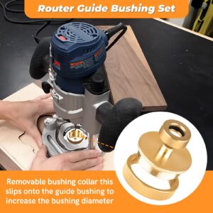 71333 Router Bits Solid Brass Inlay Kit for 1/4 Templates for High RPM Routing, Includes 1/8" Carbide Router Bit/Cutter + 1/4" Shank, Universal Bushing, Retainer Nut, Collar and Alignment Pin