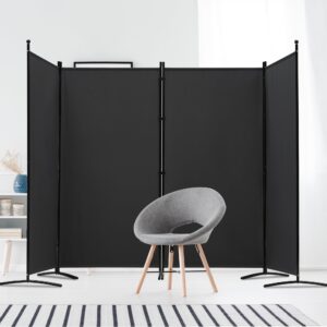 Spurgehom Room Divider 4 Panel Folding Partition Privacy Screens, Freestanding Fabric Room Panel Portable Room Partition Wall Dividers for Home Office Room Restaurant, 136" W X 72" H (Black)