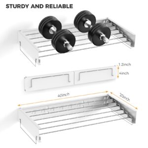 YOURTONE Wall Mounted Drying Rack for Laundry, 40" Wide, 20 Linear Ft, Space Saving Retractable Clothes Drying Rack, 80 lb Capacity, Laundry Room Drying Rack for Indoor, Outdoor & Bedroom