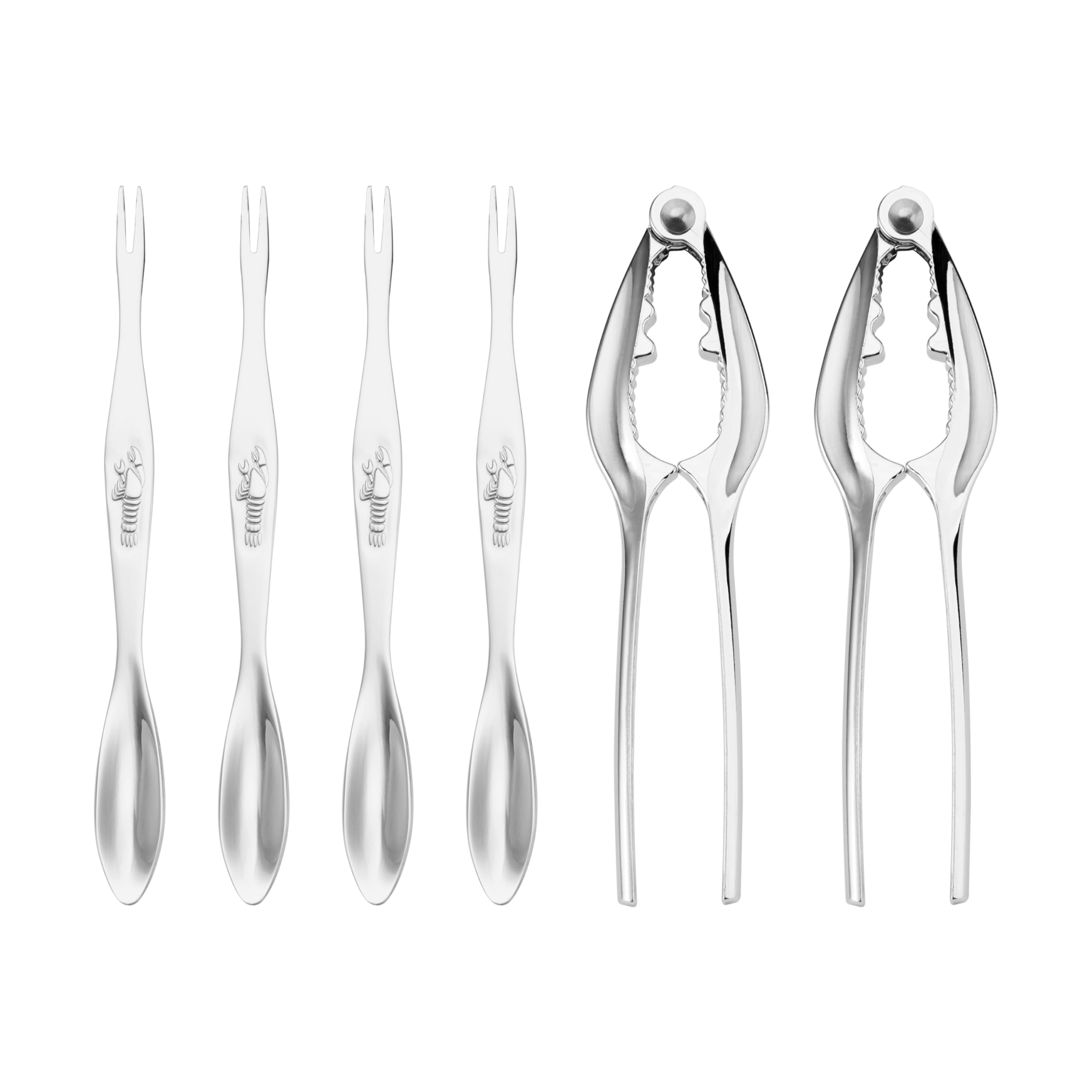 Farberware Set Includes Stainless Steel Scoop with Forks and Nutcrackers, Ideal for Effortlessly Cracking Shells and Removing Meat from Seafood or Nuts, Set of 6