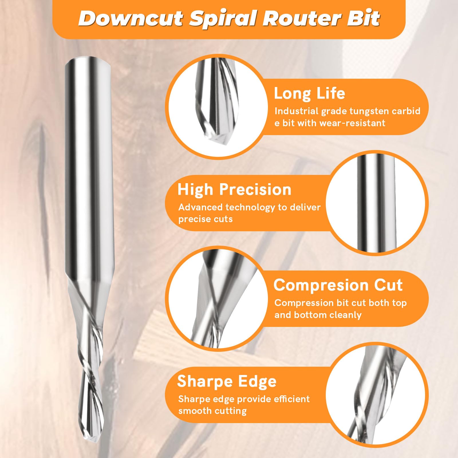 71333 Router Bits Solid Brass Inlay Kit for 1/4 Templates for High RPM Routing, Includes 1/8" Carbide Router Bit/Cutter + 1/4" Shank, Universal Bushing, Retainer Nut, Collar and Alignment Pin