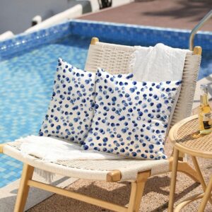 DFXSZ Outdoor Pillow Covers 16x16 Inch Set of 2 Blue Polka Dot Decor Waterproof Throw Pillow Covers Farmhouse Outdoor Waterproof Pillow Covers Decor for Patio Funiture Garden Sofa Couch