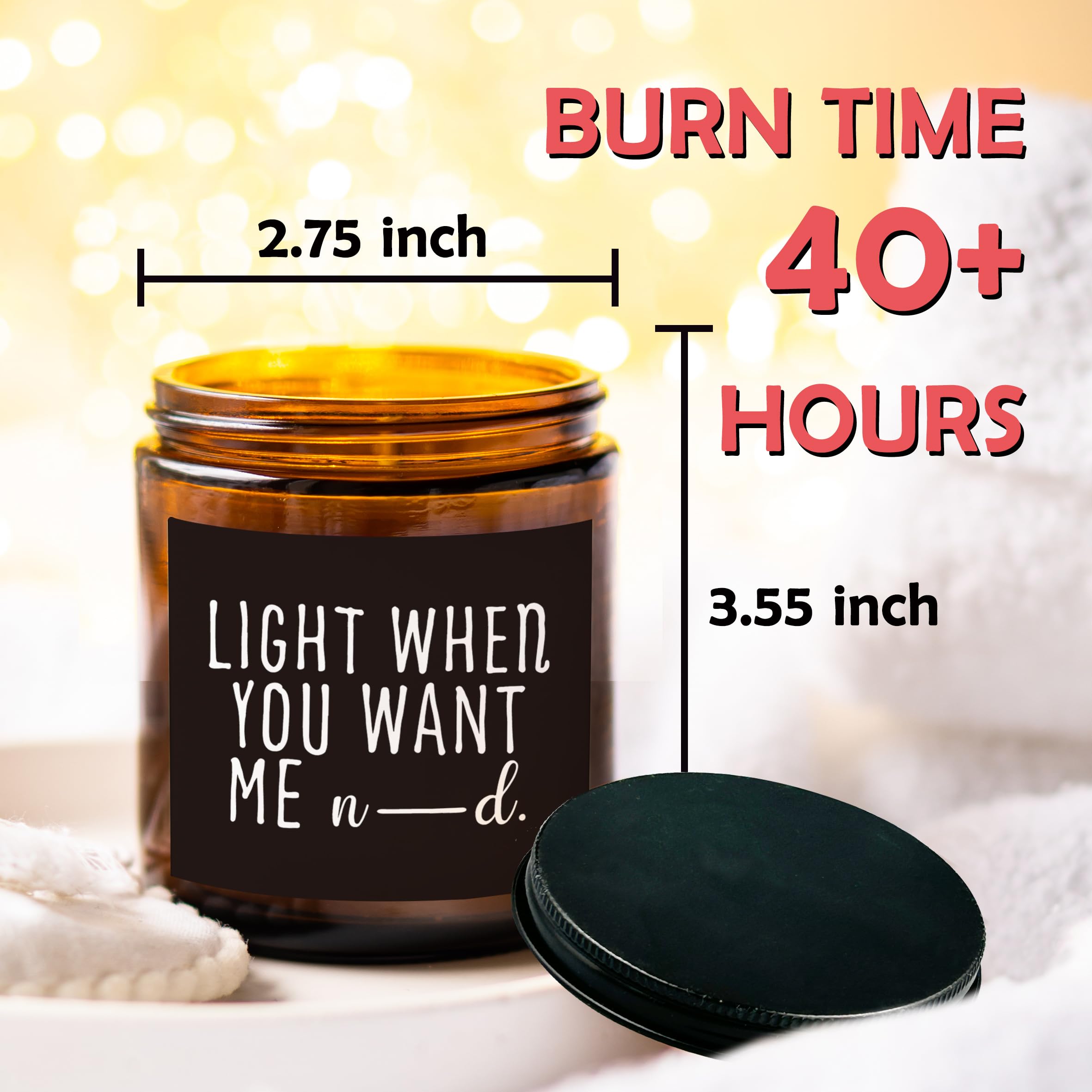 HIWX Light When You Want Me Candle, Anniversary Birthday Couple Gifts for Women Men Him, Funny Couples Valentines Day Soy Candles for Home Scented, Lavender,Vetiver,Sandalwood Scented Candle 8oz Jar