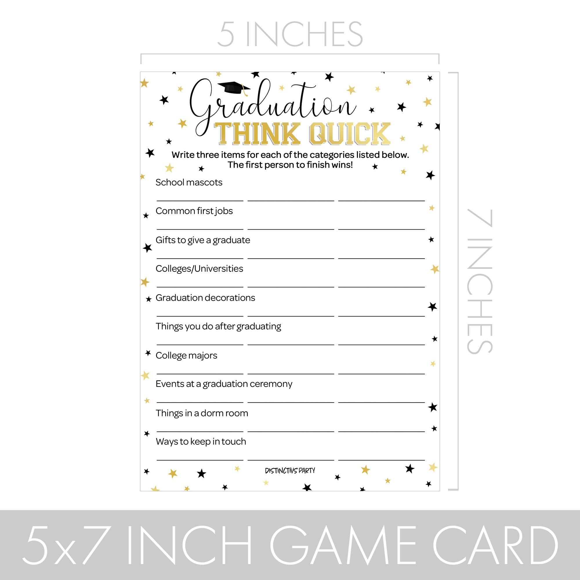 DISTINCTIVS Graduation Party Game Bundle: Mascot Match-Up & Think Quick - Class of 2025, 25 Count Grad Party Supplies