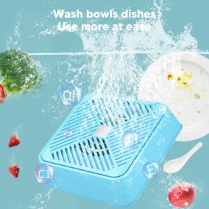 Topyond USB Dishwasher Powered Portable Small Dish Washing Machine,Mini Ultrasonic Efficient Cleaning for Travel and Kitchen Tableware,Blue