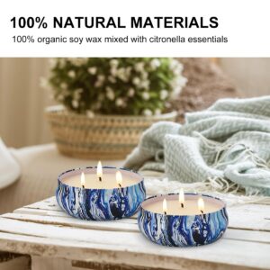 Citronella Candles, Long Burning 3-Wick Candles, Indoor & Outdoor Large Candles 13.5 OZ Set of 2, Camping Huge Candle, Pure Essential Oil, Natural Soy Wax Candle Bulk for Outside Garden Yard Balcony