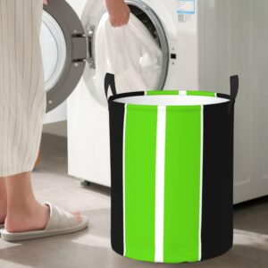 Large Laundry Basket, Lime Green Black White Stripes Collapsible Laundry Hamper Dirty Clothes Washing Bin for College Dorm Storage Essentials