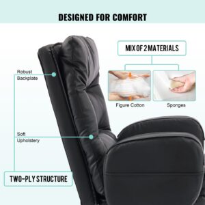 Belandi Home Office Chair with Footrest, High-Back PU Leather Computer Desk Chair, Executive Rolling Swivel Chairs with Leg Rest and Double Thick Cushion, Black Office Chair (Black)