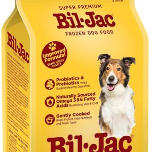 Bil-Jac Frozen Dog Food 5lb (Pack of 4) - Soft Dog Food Small Bites with Real Chicken, Probiotics, Prebiotics, Omega 3-6 for Healthy Complete Meal, Dog Food Topper or Treat