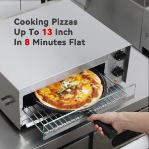 CROSSON Countertop Electric Frozen Pizza Oven For Indoors with 30-minitue Timer,Glass Door and Interior Light,Commercial Pizza Maker for Restaurant and Home Use,120V/1550W (13 Inch)