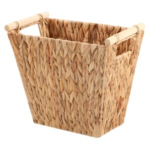 outbros wicker waste basket,handwoven wicker trash can with handles,water hyacinth wicker waste basket,used for bathroom, living room,kitchen, bedroom,water hyacinth,1-pack