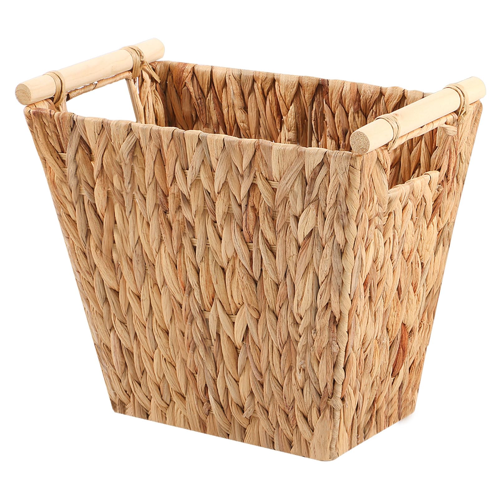 OUTBROS Wicker Waste Basket,Handwoven Wicker Trash Can with Handles,Water Hyacinth Wicker Waste Basket,Used for Bathroom, Living Room,Kitchen, Bedroom,Water Hyacinth,1-Pack