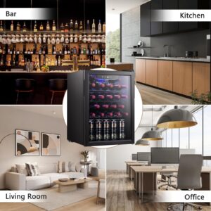 Antarctic Star 2.6 cu.ft Wine Cooler/Cellar Mini Beverage Refrigerator for Wine Beer Soda Clear Front Glass Door Small Drink Touch Screen for Bar Office Home with Quiet Compressor, Freestanding.