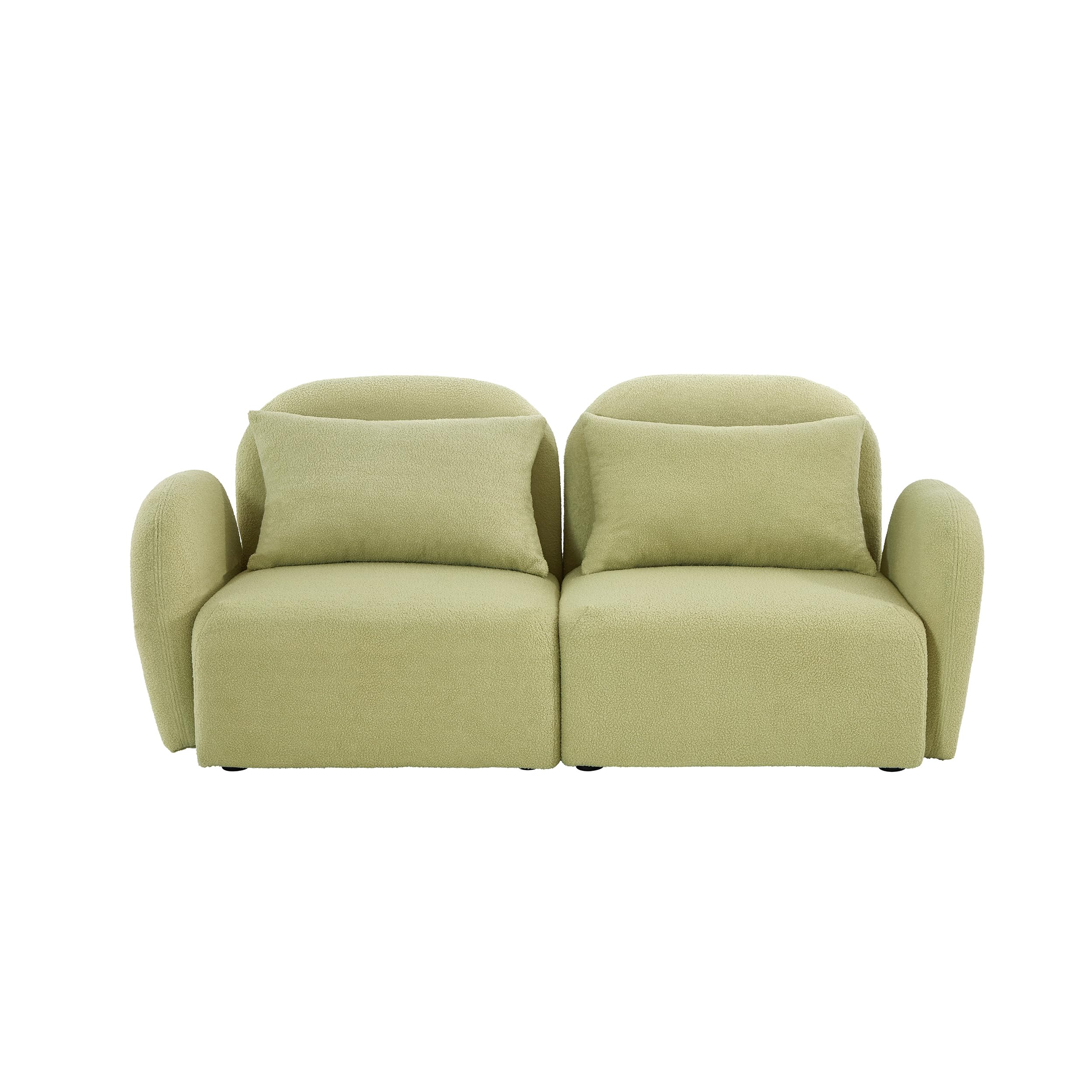 Bellemave Loveseat Sofa Couch 2 Seater Couch with Pillows Teddy Fabric 2-Person Sofa Love Seat 2 Cushion Sofa for Living Room, Apartment (Green)