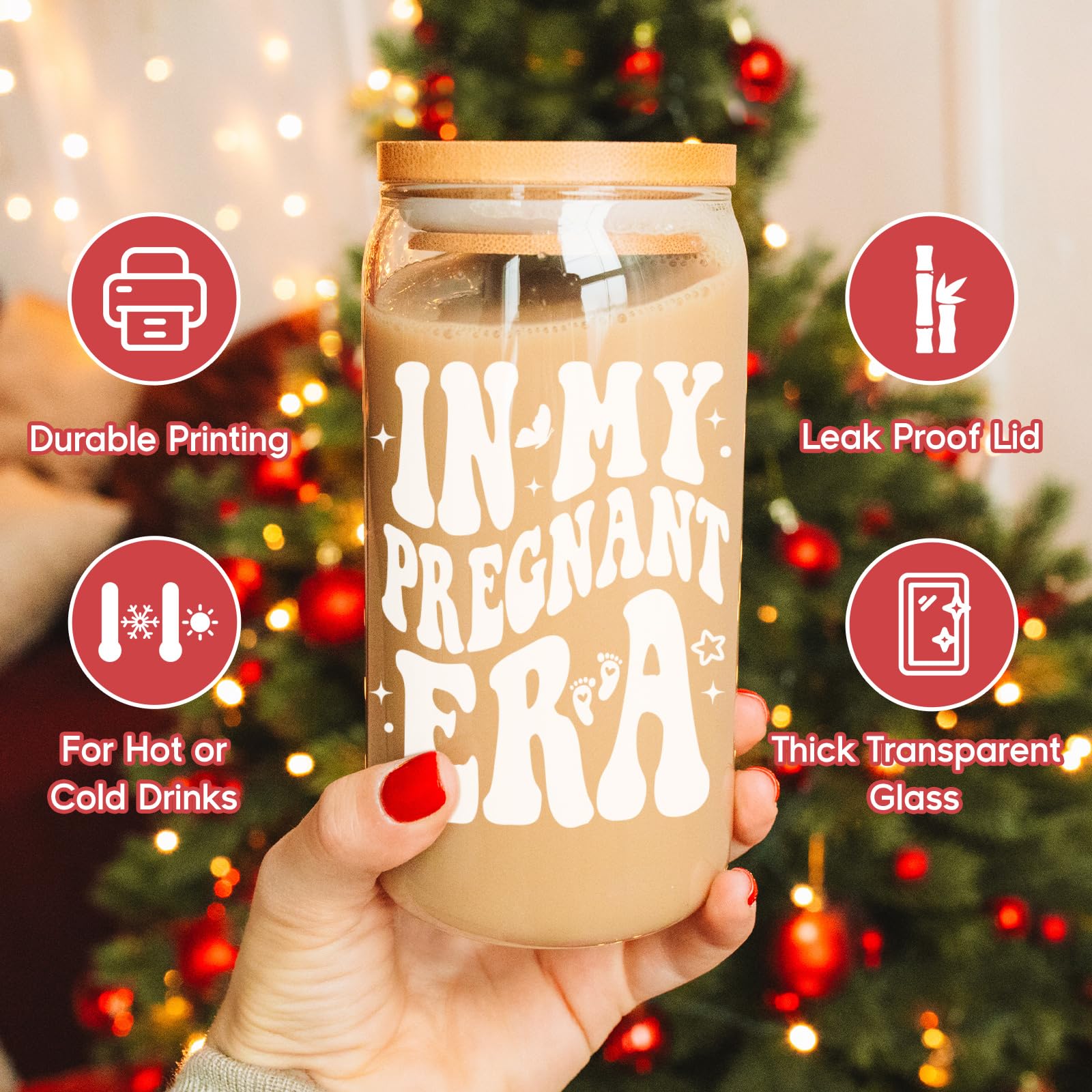 Fairy's Gift Pregnant Women Iced Coffee Cup, Cute Pregnant Mom Gifts, New Mom Gifts, 16 oz Coffee Glass Cup, Christmas, Baby Shower, Pregnancy Gifts for Expecting Mom, Mom to Be, First Time Mom