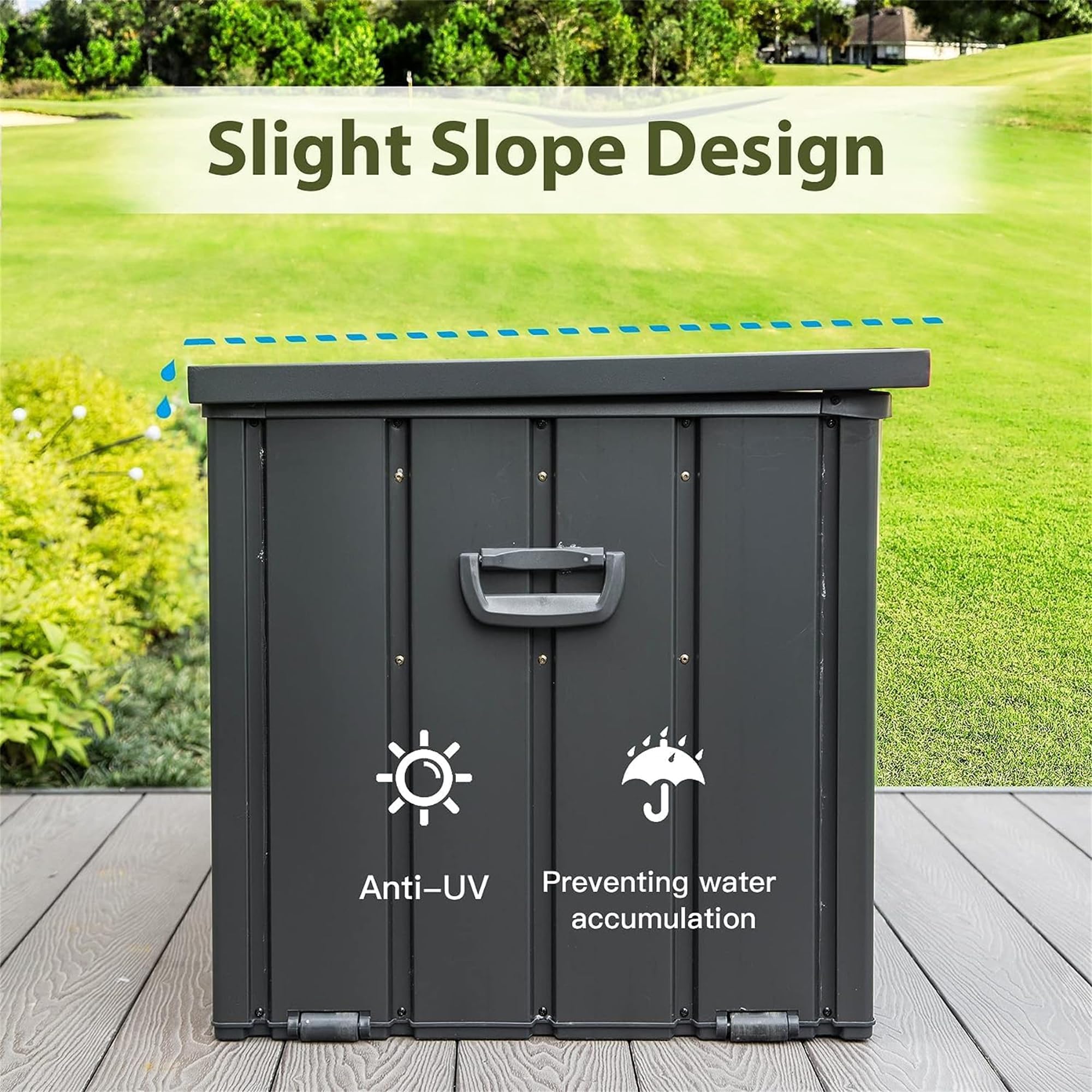 SPOFLYINN Steel Deck Box Lockable Large Storage Container Storage Box For Patio Furniture Garden Tools Pool Supplies 160 gallons One size