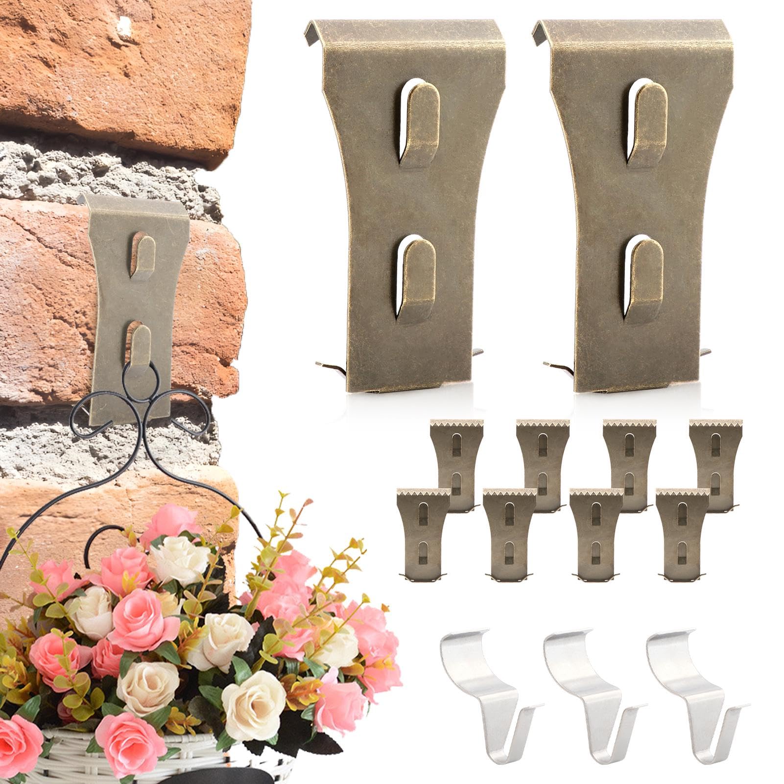 10Pcs Brick Clips Steel Brick Hanger for Hanging Outdoors,Brick Hook Clips Heavy Duty Brick Wall Hangers for Outdoor Hanging Picture Hangers Mount on Brick without Drilling