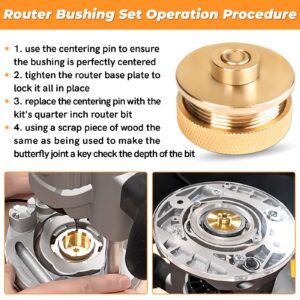 71333 Router Bits Solid Brass Inlay Kit for 1/4 Templates for High RPM Routing, Includes 1/8" Carbide Router Bit/Cutter + 1/4" Shank, Universal Bushing, Retainer Nut, Collar and Alignment Pin