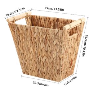 OUTBROS Wicker Waste Basket,Handwoven Wicker Trash Can with Handles,Water Hyacinth Wicker Waste Basket,Used for Bathroom, Living Room,Kitchen, Bedroom,Water Hyacinth,1-Pack