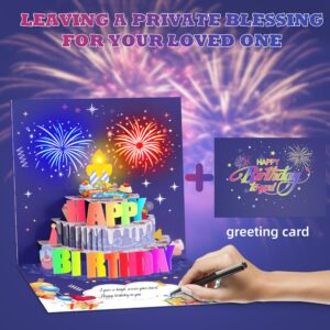 Lupow Pop up Birthday Cards,Musical Happy Birthday Card with Light Up Fireworks,Funny Birthday Gift Card for Women Men Husband Mom Kids Friend Grandpa and Grandma