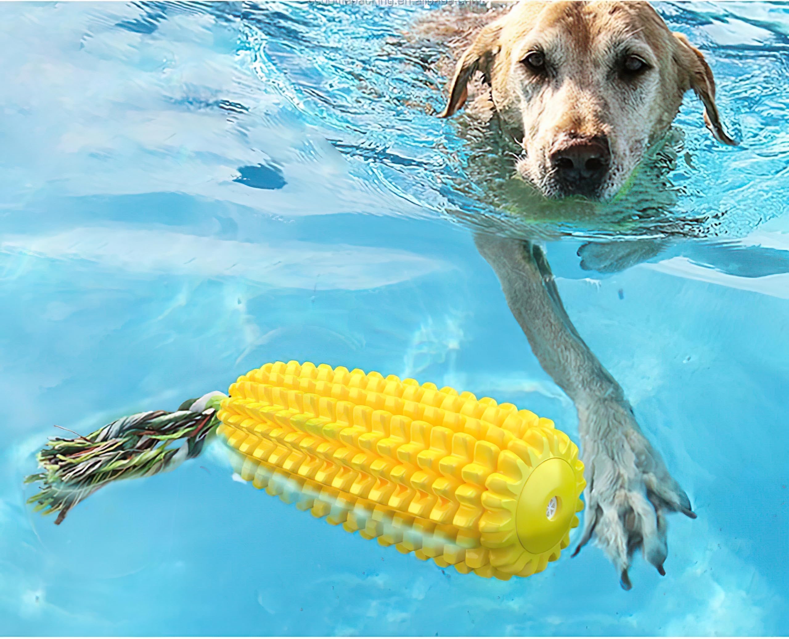 Generic Dog Chew Toys for Aggressive Chewers – 2 Pcs Set Indestructible Tough Durable Squeaky Interactive Dog Corn Stick Toys for Small Medium Large Pet Super Fun Puppy Teeth Chew, Yellow