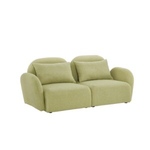 Bellemave Loveseat Sofa Couch 2 Seater Couch with Pillows Teddy Fabric 2-Person Sofa Love Seat 2 Cushion Sofa for Living Room, Apartment (Green)