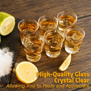 LEYU Shot Glasses Set of 12, Clear Small Shot Glass for Whiskey Tequila Vodka, 1.5oz Mini Glassware Cups With Heavy Base - Stackable