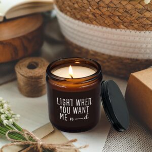 HIWX Light When You Want Me Candle, Anniversary Birthday Couple Gifts for Women Men Him, Funny Couples Valentines Day Soy Candles for Home Scented, Lavender,Vetiver,Sandalwood Scented Candle 8oz Jar