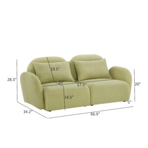 Bellemave Loveseat Sofa Couch 2 Seater Couch with Pillows Teddy Fabric 2-Person Sofa Love Seat 2 Cushion Sofa for Living Room, Apartment (Green)